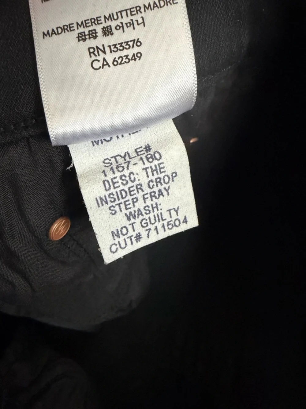 MOTHER THE INSIDER CROP STEP FRAY NWOT SIZE 24 B3353
